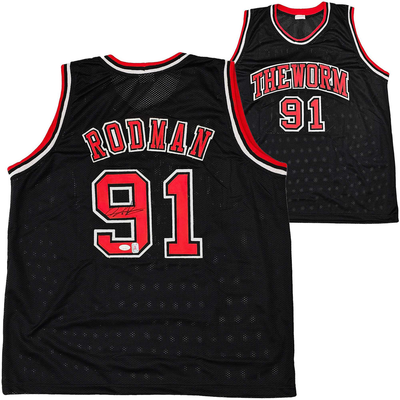 Chicago Bulls Dennis Rodman Autographed Black Jersey JSA