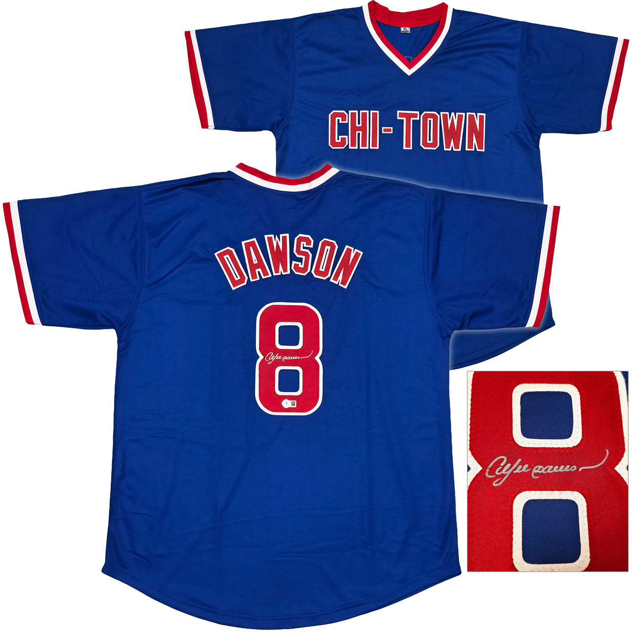 Chicago Cubs Andre Dawson Autographed Blue Jersey Beckett BAS Witness