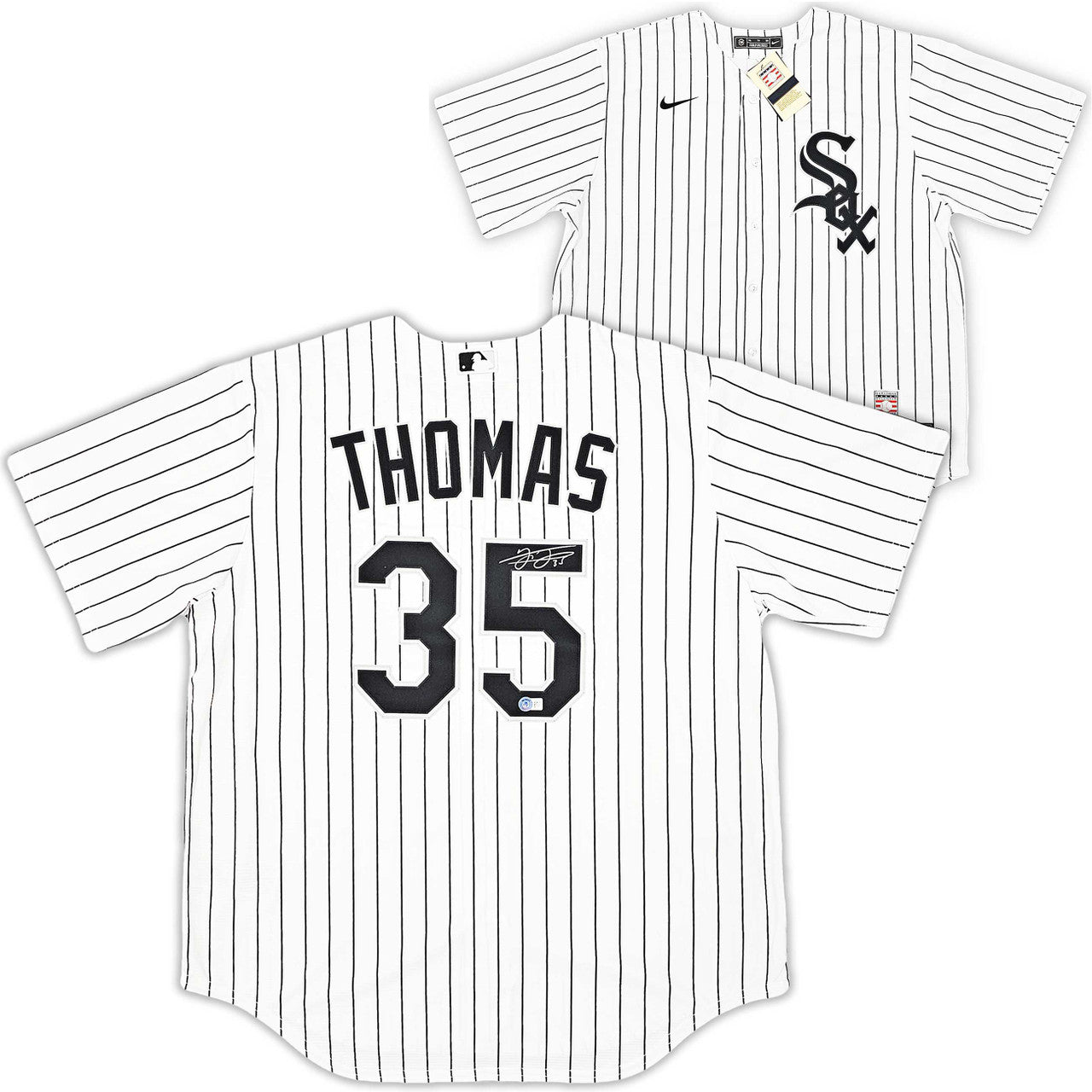 Frank Thomas Signed White Pinstripe Nike Jersey XL – BAS Witness