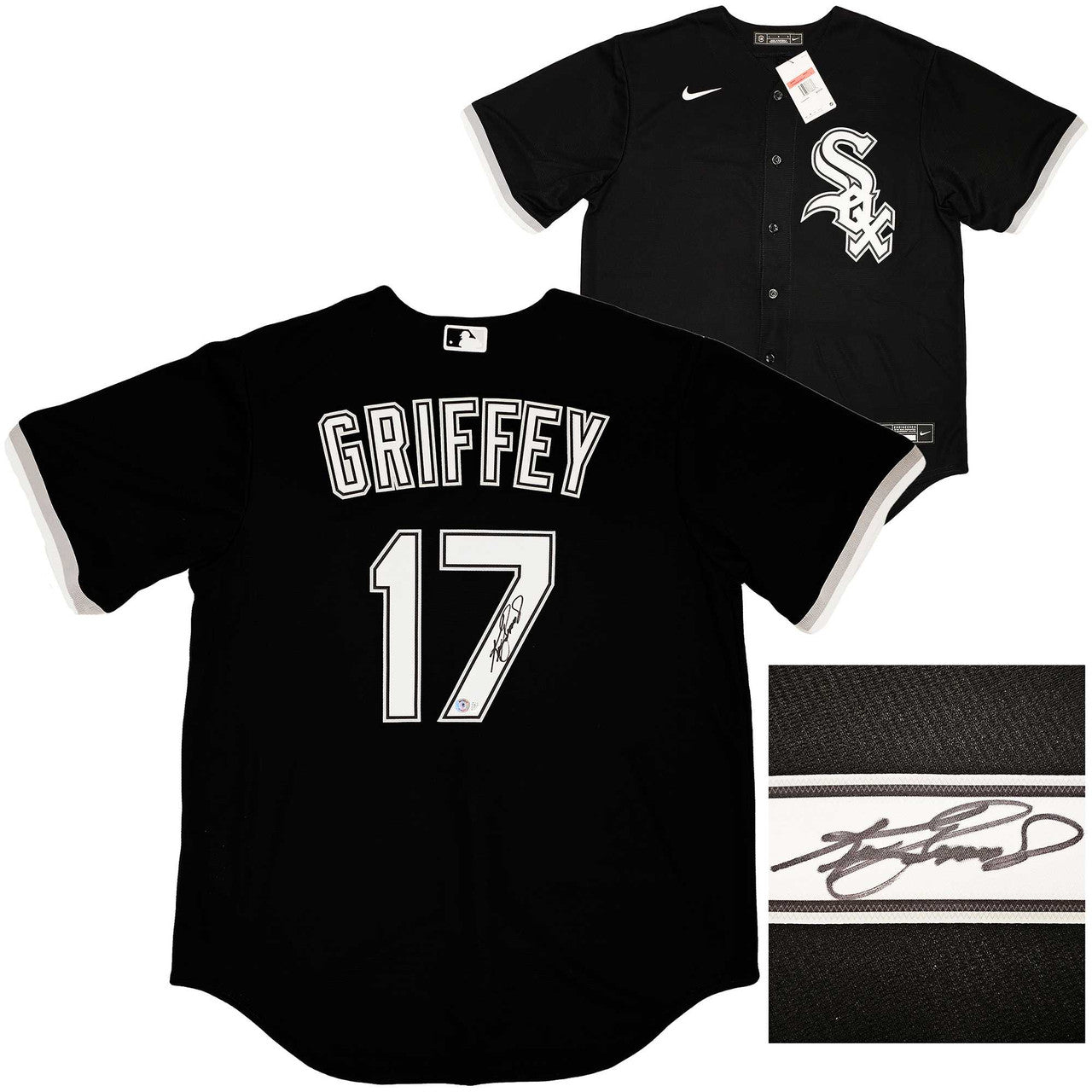 Chicago White Sox Ken Griffey Jr. Autographed Black Nike Jersey Size L Beckett BAS Witness