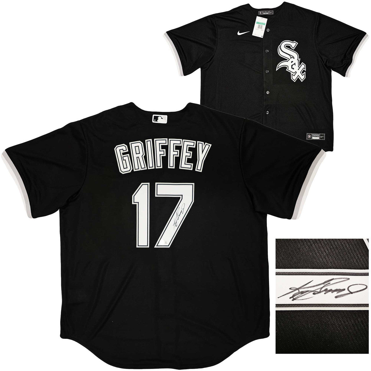 Chicago White Sox Ken Griffey Jr. Autographed Black Nike Jersey Size XL Beckett BAS Witness