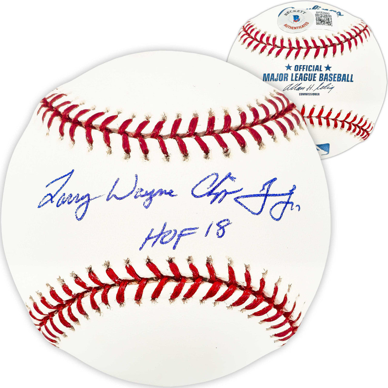 Chipper Jones Autographed Official MLB Baseball Atlanta Braves Full Name Signature "HOF 18" Beckett BAS QR