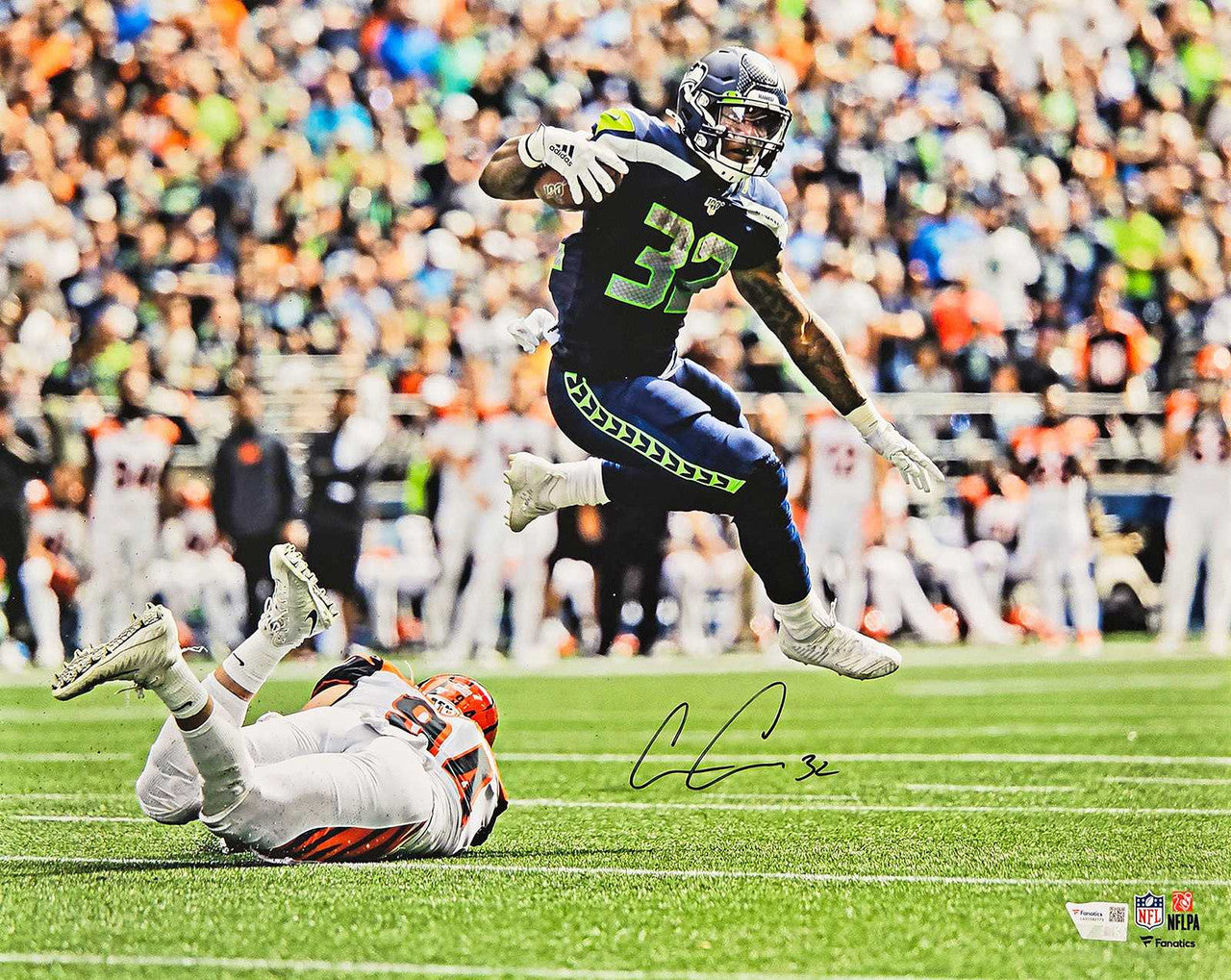 Chris Carson Autographed 16x20 Photo Seattle Seahawks Fanatics Holo Stock #215884