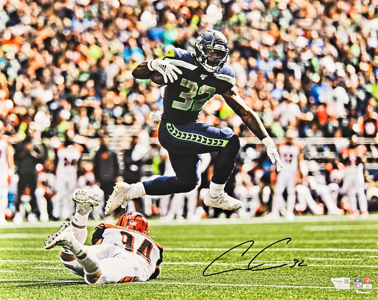 Chris Carson Autographed 16x20 Photo Seattle Seahawks Fanatics Holo Stock #215885