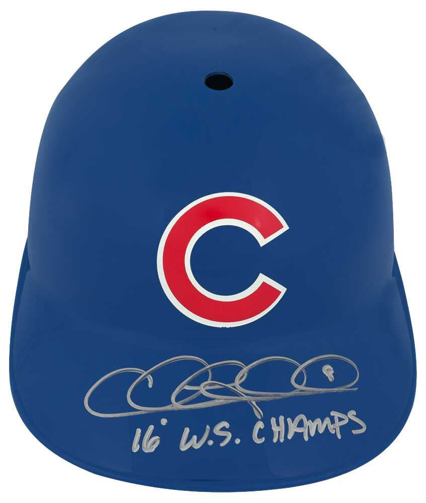 Chris Coghlan Signed Chicago Cubs Souvenir Replica Batting Helmet w/16 WS Champs - Schwartz Authenticated