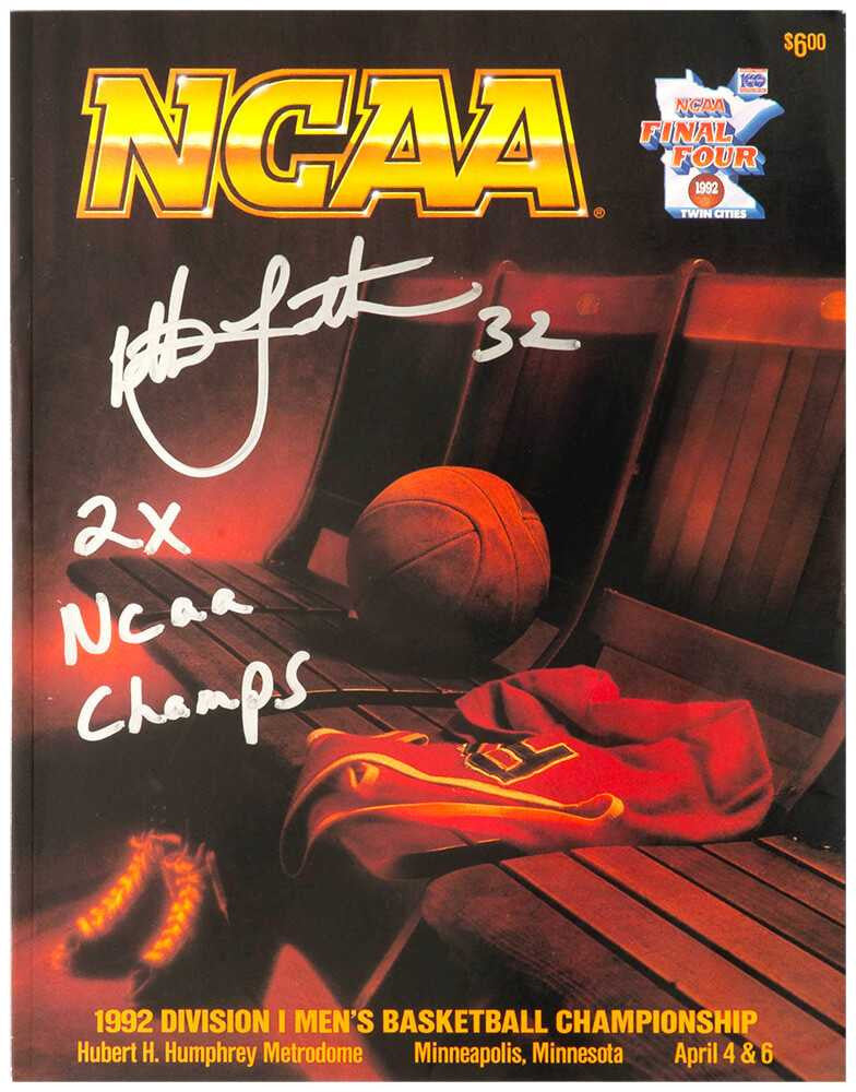 Christian Laettner Signed 1992 NCAA Final Four Men's Basketball Championship Program w/2x NCAA Champs - Schwartz Authenticated