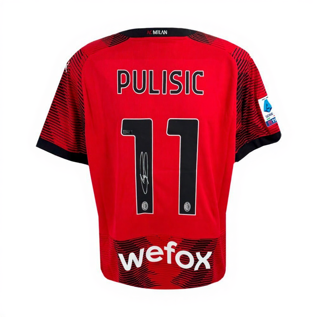 Christian Pulisic Autographed 2023-24 AC Milan Puma Red Soccer Jersey - Panini