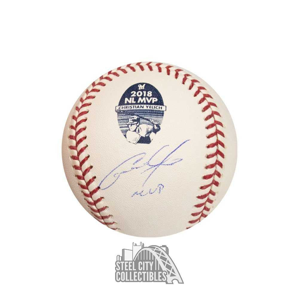 Christian Yelich MVP Autographed 2018 NL MVP Official MLB Baseball - BAS COA