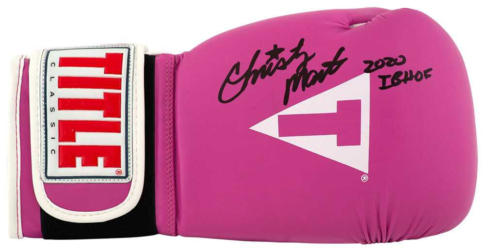 Christy Martin Signed Title Pink & White Boxing Glove w/2020 IB HOF