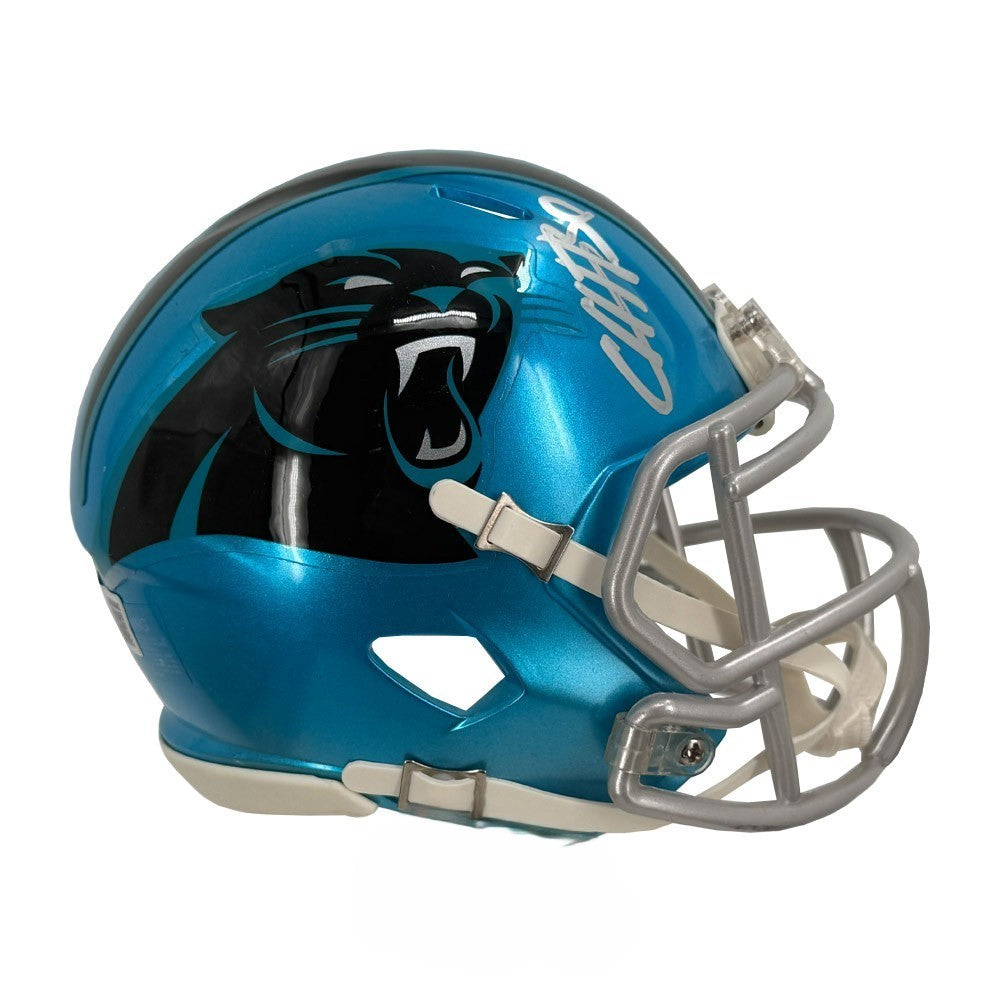 Chuba Hubbard Autographed Carolina Panthers Flash Mini Football Helmet BAS Authenticated