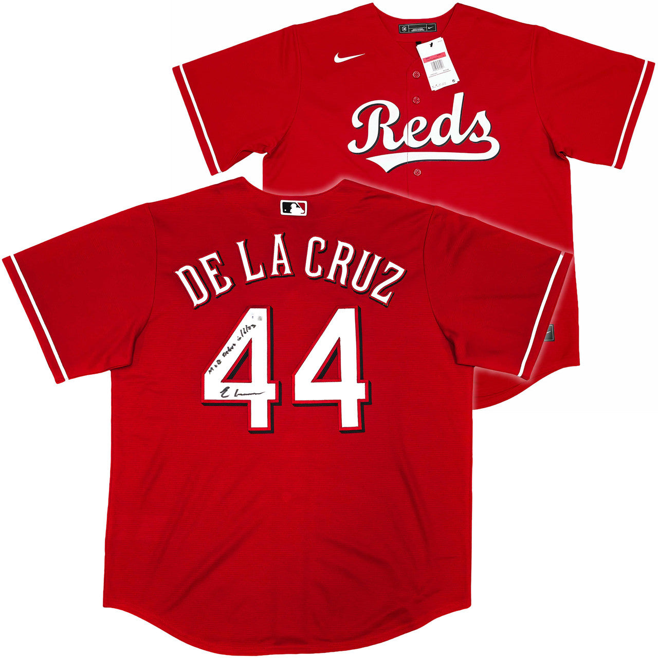 Cincinnati Reds Elly De La Cruz Autographed Red Nike Jersey Size XL "MLB Debut 6/6/23" Beckett BAS Witness