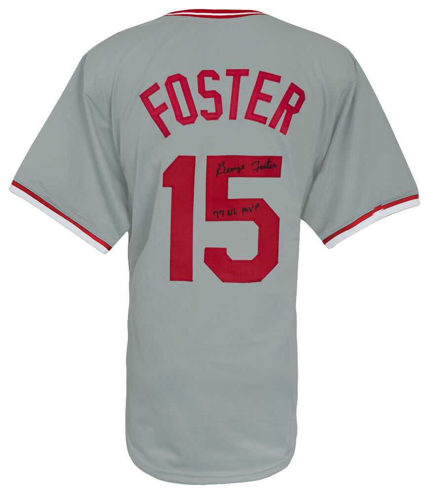 Cincinnati Reds George Foster Signed Grey Jersey w/77 NL MVP