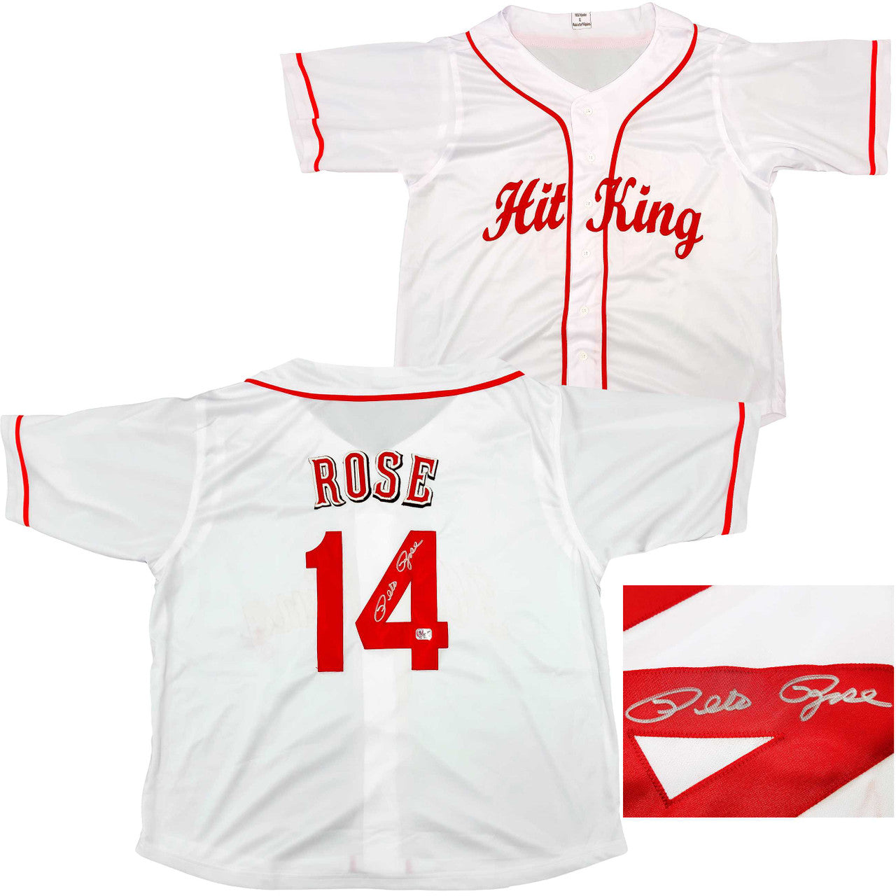 Cincinnati Reds Pete Rose Autographed White Jersey – PR Holo