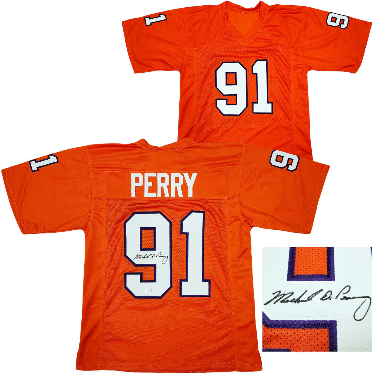 Clemson Tigers Michael Dean Perry Autographed Orange Jersey – Beckett BAS QR Certified