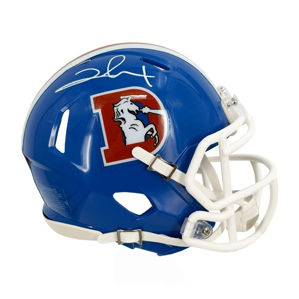 Clinton Portis Signed Denver Broncos 1975-1996 Throwback Mini Helmet - JSA