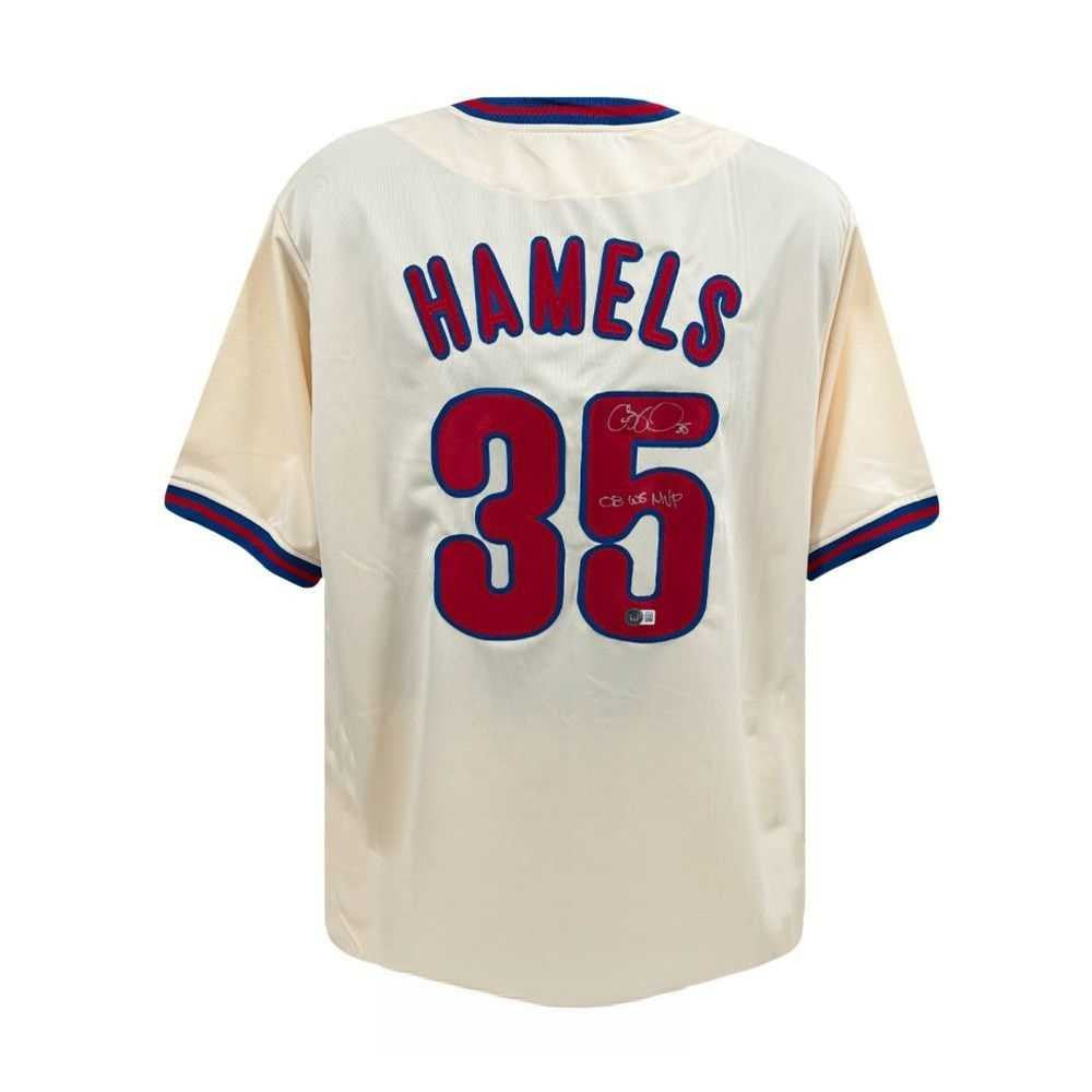 Cole Hamels 08 WS MVP Autographed Philadelphia Phillies Cream Jersey - BAS