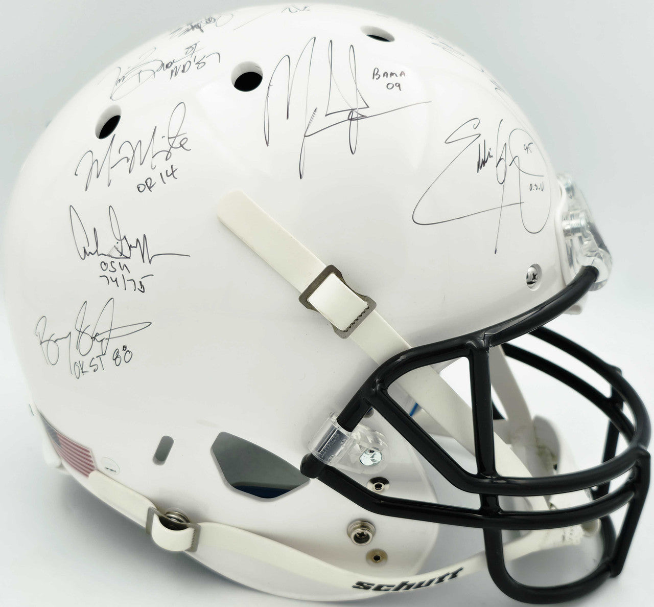 College Football’s Best Heisman Winners Autographed White Full Size Schutt Replica Helmet – 24 Signatures – Steiner Authentic (#SS149812)