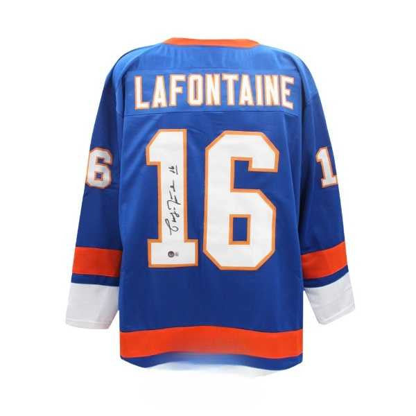 Pat LaFontaine Autographed New York Islanders Blue Jersey Beckett BAS