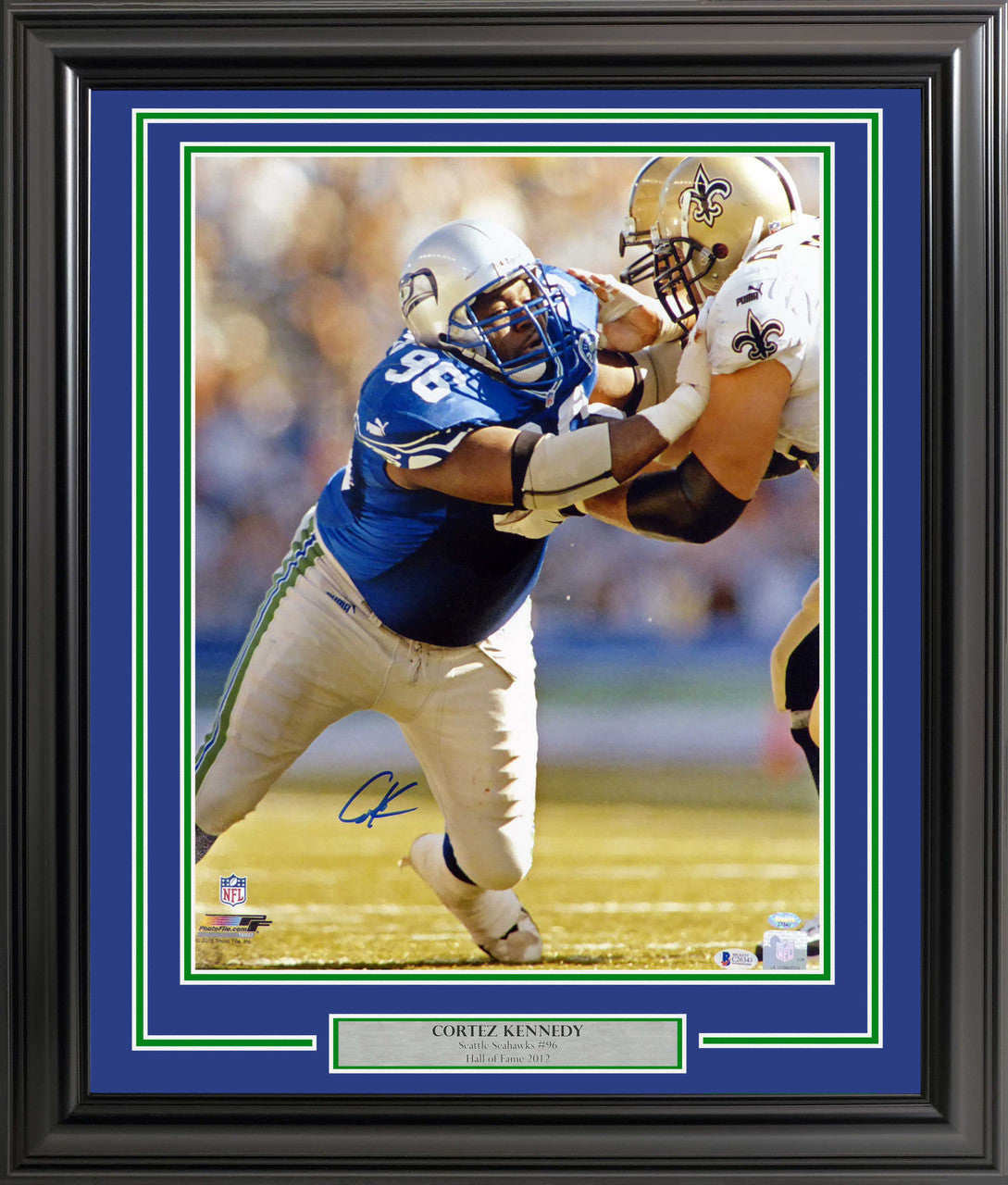 Cortez Kennedy Framed 16x20 Autographed Photo Seattle Seahawks Beckett Authentication Services COA