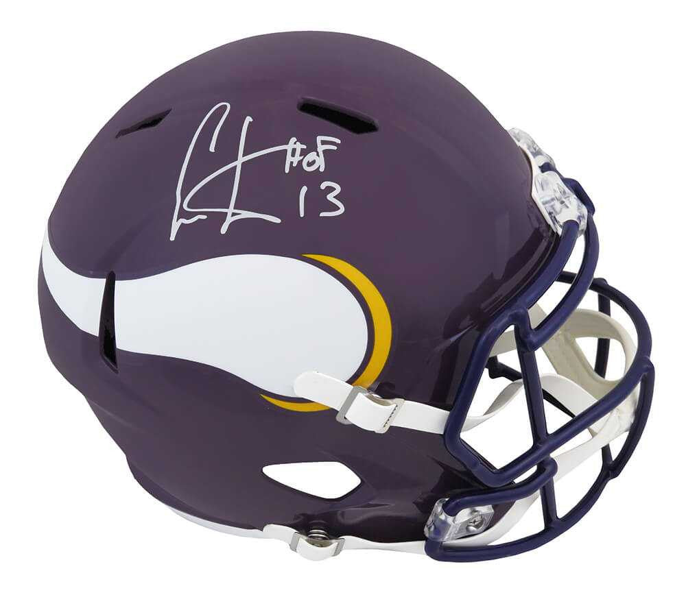 Cris Carter Signed Minnesota Vikings Throwback Riddell Full Size Speed Helmet w/HOF'13 - Schwartz Authentic