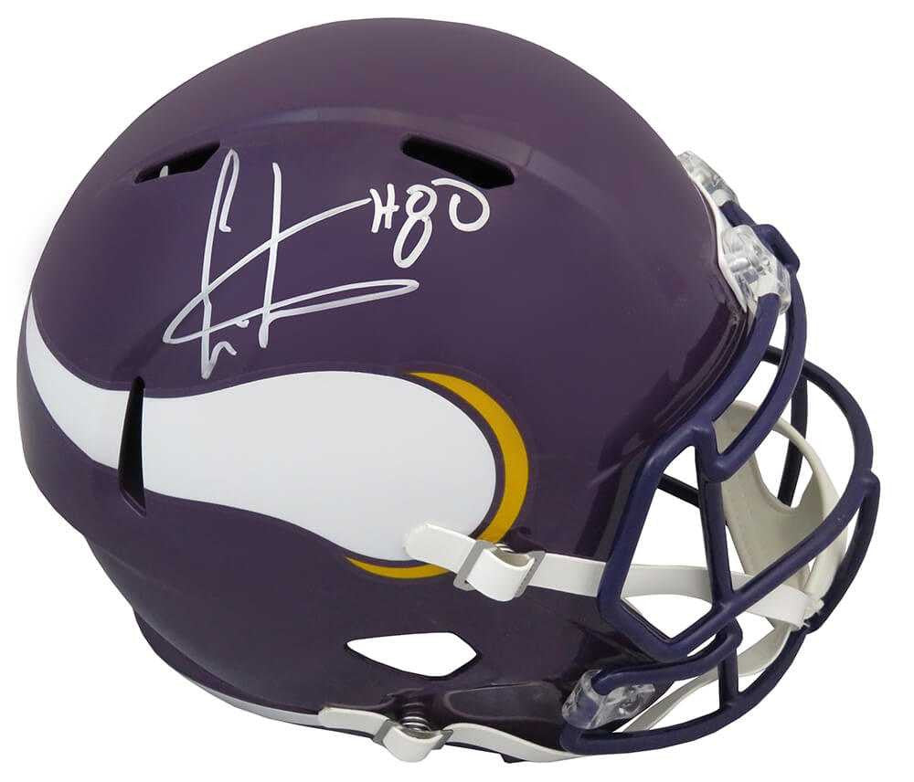Cris Carter Signed Minnesota Vikings Throwback Riddell Full Size Speed Replica Helmet - Schwartz Authenticated