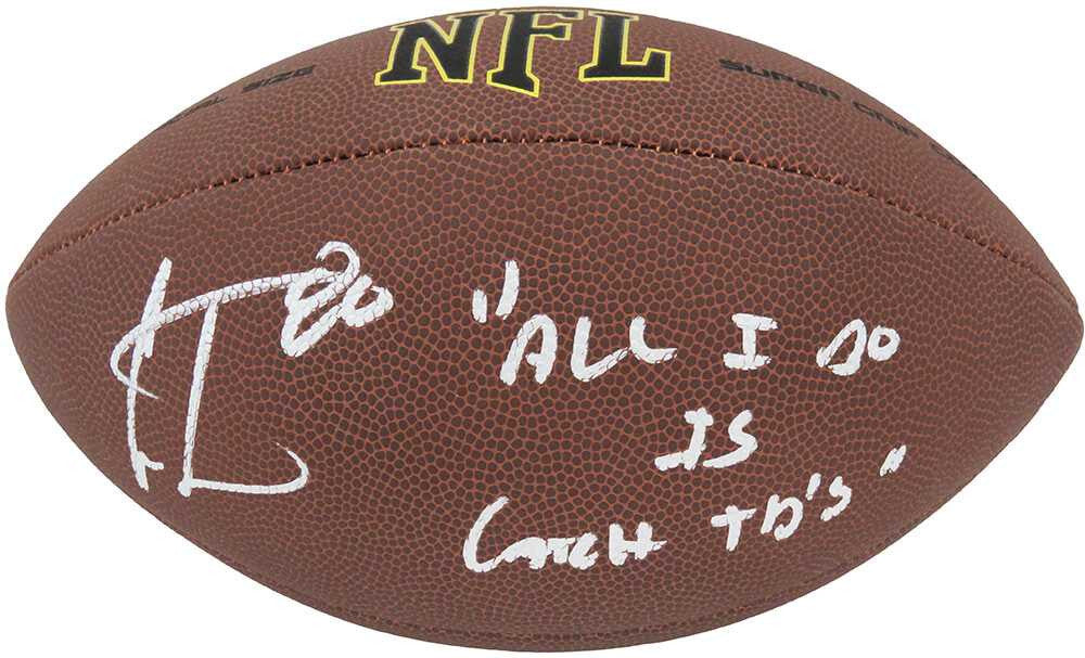 Cris Carter Signed Wilson Super Grip Full Size NFL Football w/All I Do Is Catch TD's - Schwartz Authenticated