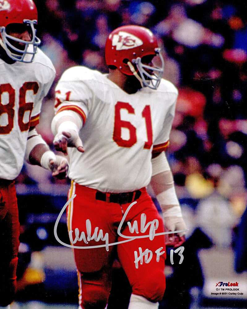 Curley Culp Signed Kansas City Chiefs White Jersey Action 8x10 Photo w/HOF'13 - Schwartz Authentic
