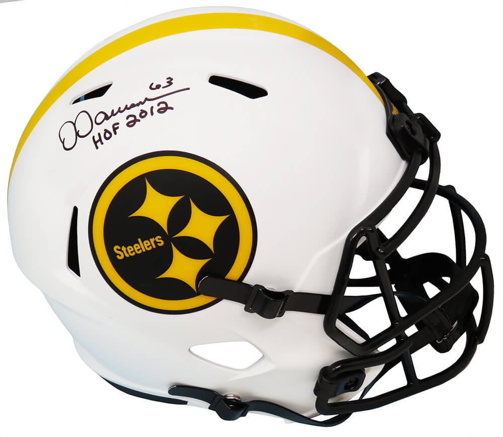 Dermontti Dawson Signed Pittsburgh Steelers Lunar Eclipse White Matte Riddell Full Size Speed Replica Helmet w/HOF 2012