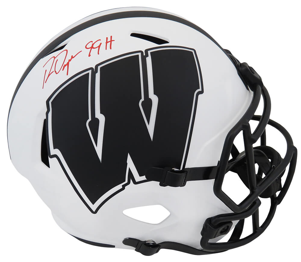 Ron Dayne Signed Wisconsin Badgers Lunar Eclipse Riddell Speed Full Size Replica Helmet w/ 99H Inscription – Schwartz Authenticated