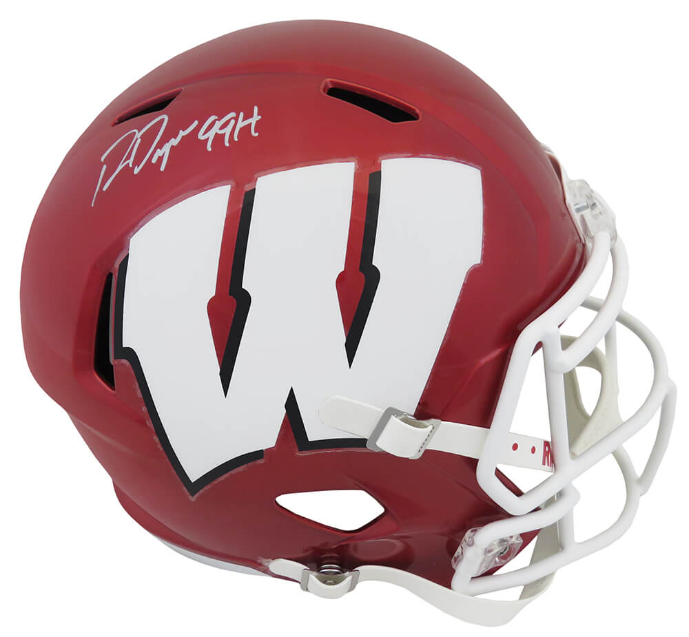 Ron Dayne Signed Wisconsin Badgers FLASH Riddell Speed Full Size Replica Helmet w/ 99H Inscription – Schwartz Authenticated