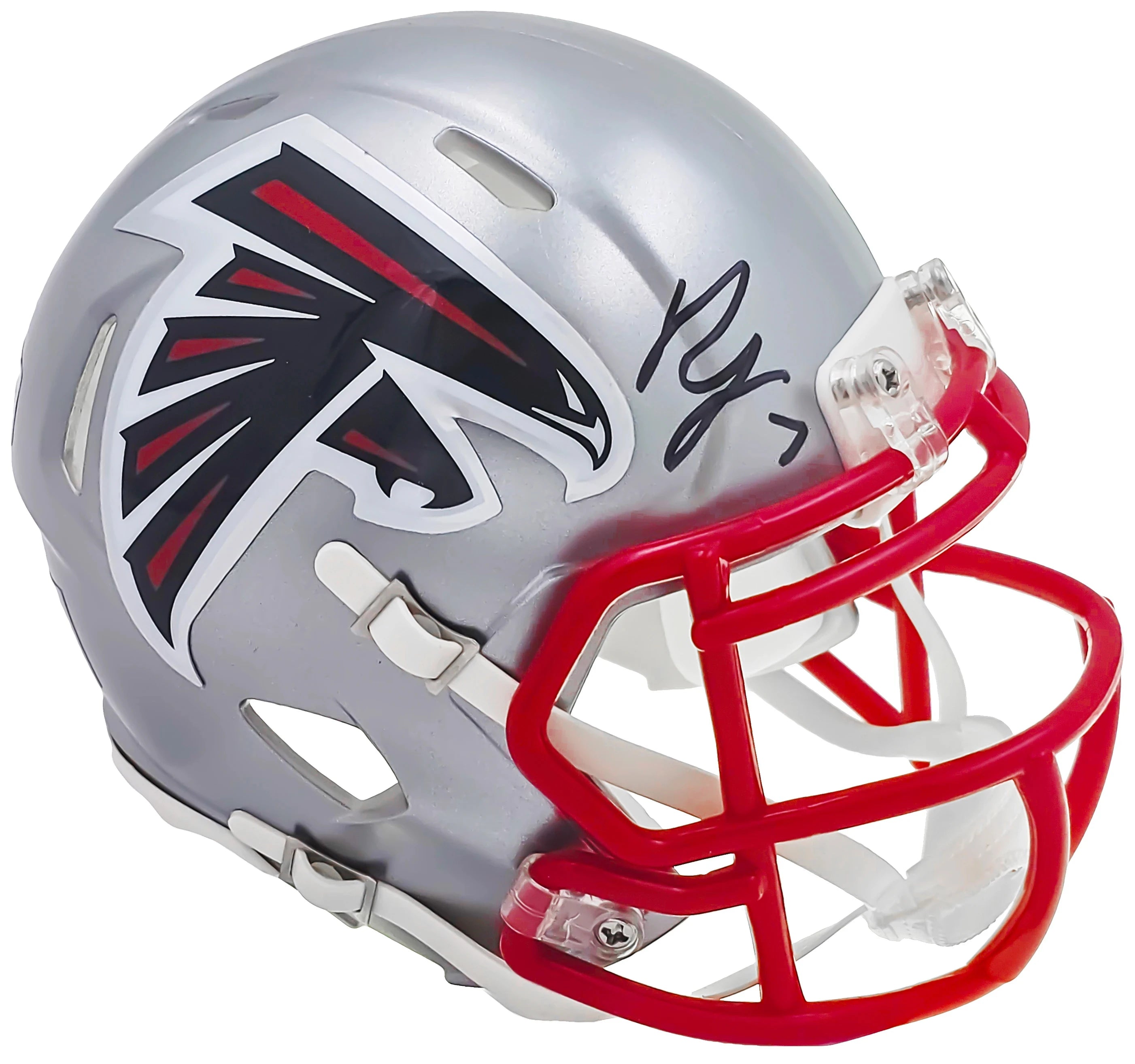 Bijan Robinson Autographed Atlanta Falcons Flash Gray Speed Mini Helmet - Beckett BAS Authenticated