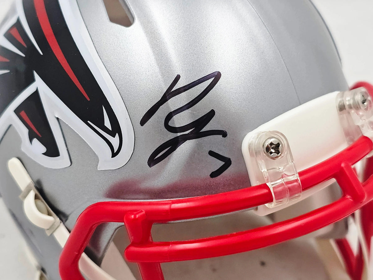 Bijan Robinson Autographed Atlanta Falcons Flash Gray Speed Mini Helmet - Beckett BAS Authenticated