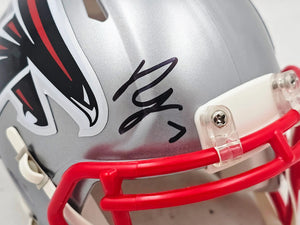 Bijan Robinson Autographed Atlanta Falcons Flash Gray Speed Mini Helmet - Beckett BAS Authenticated