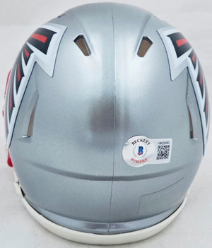 Bijan Robinson Autographed Atlanta Falcons Flash Gray Speed Mini Helmet - Beckett BAS Authenticated