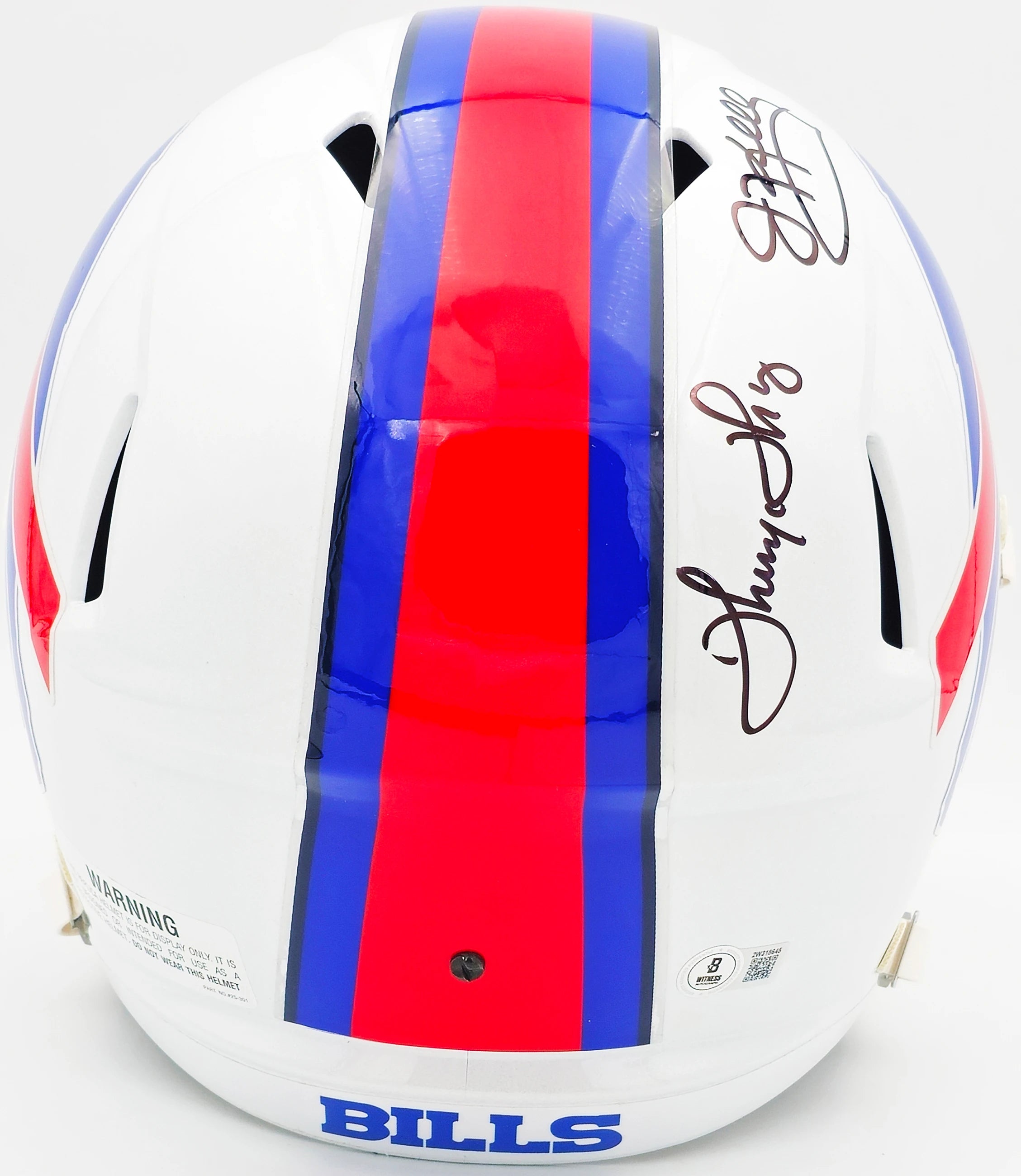 Jim Kelly, Thurman Thomas & Andre Reed Triple-Signed Buffalo Bills White Full-Size Speed Replica Helmet - Beckett BAS Witnessed