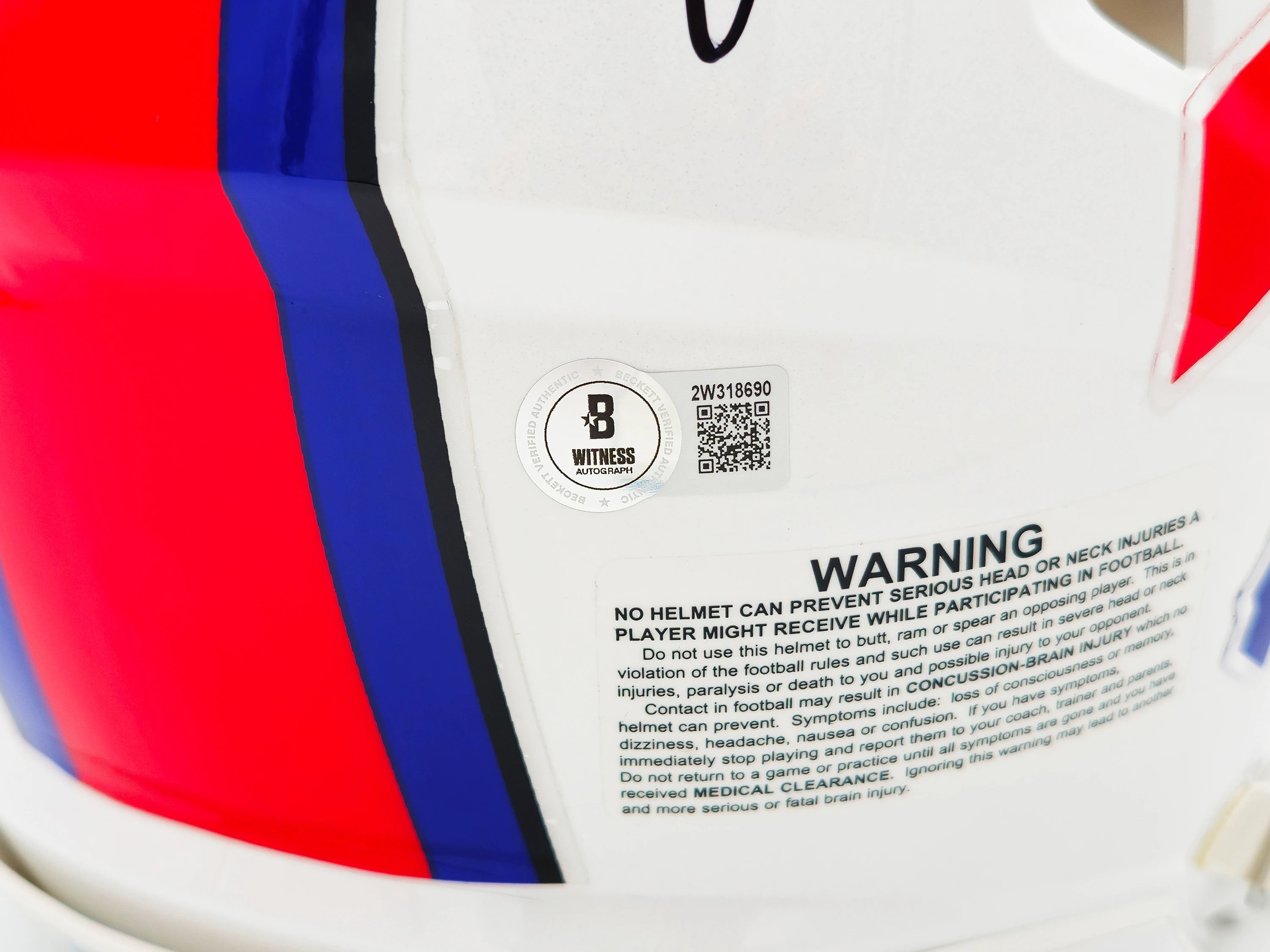 Jim Kelly, Thurman Thomas & Andre Reed Autographed Buffalo Bills Team Greats White Full Size Speed Authentic Helmet Beckett BAS Witness