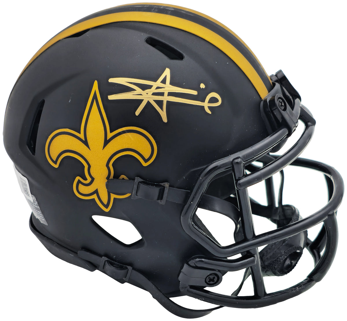 Alvin Kamara Autographed New Orleans Saints Eclipse Black Speed Mini Helmet - Beckett BAS Witnessed Authenticated