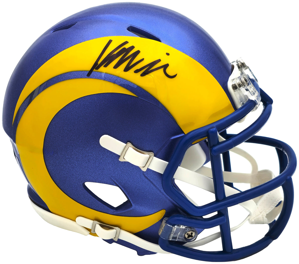 Kyren Williams Autographed Los Angeles Rams Blue Speed Mini Helmet - Beckett BAS Witnessed Authenticated