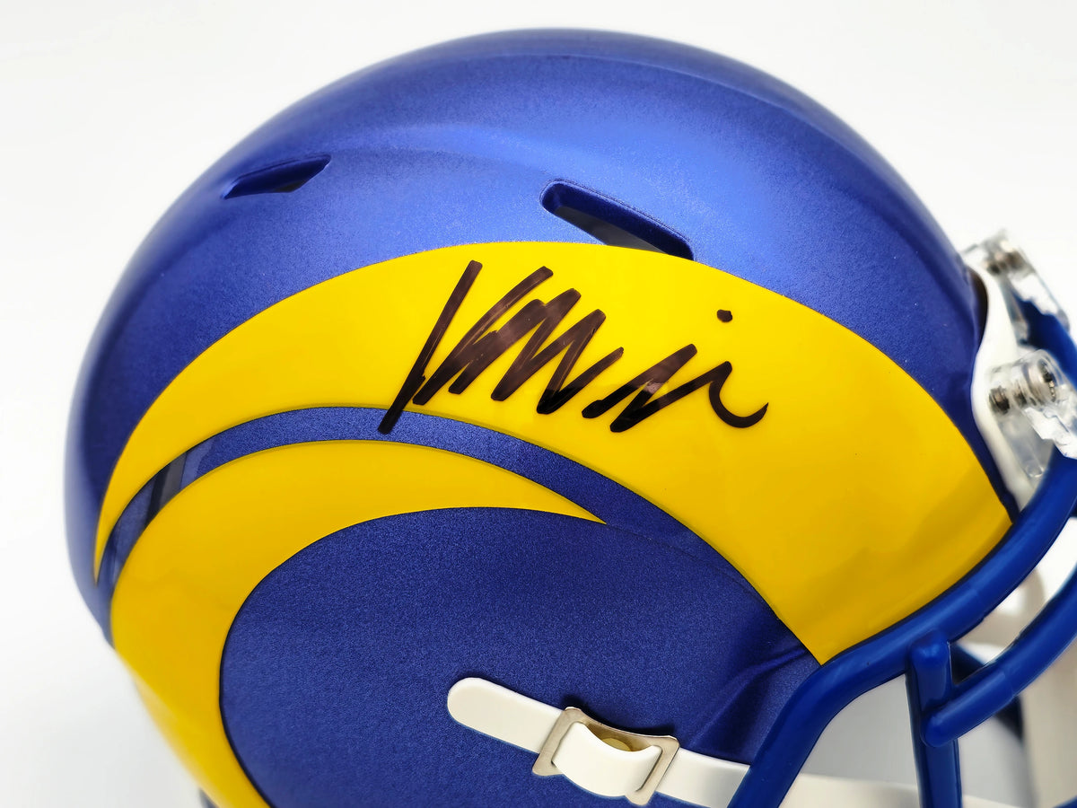 Kyren Williams Autographed Los Angeles Rams Blue Speed Mini Helmet - Beckett BAS Witnessed Authenticated