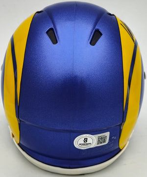 Kyren Williams Autographed Los Angeles Rams Blue Speed Mini Helmet - Beckett BAS Witnessed Authenticated