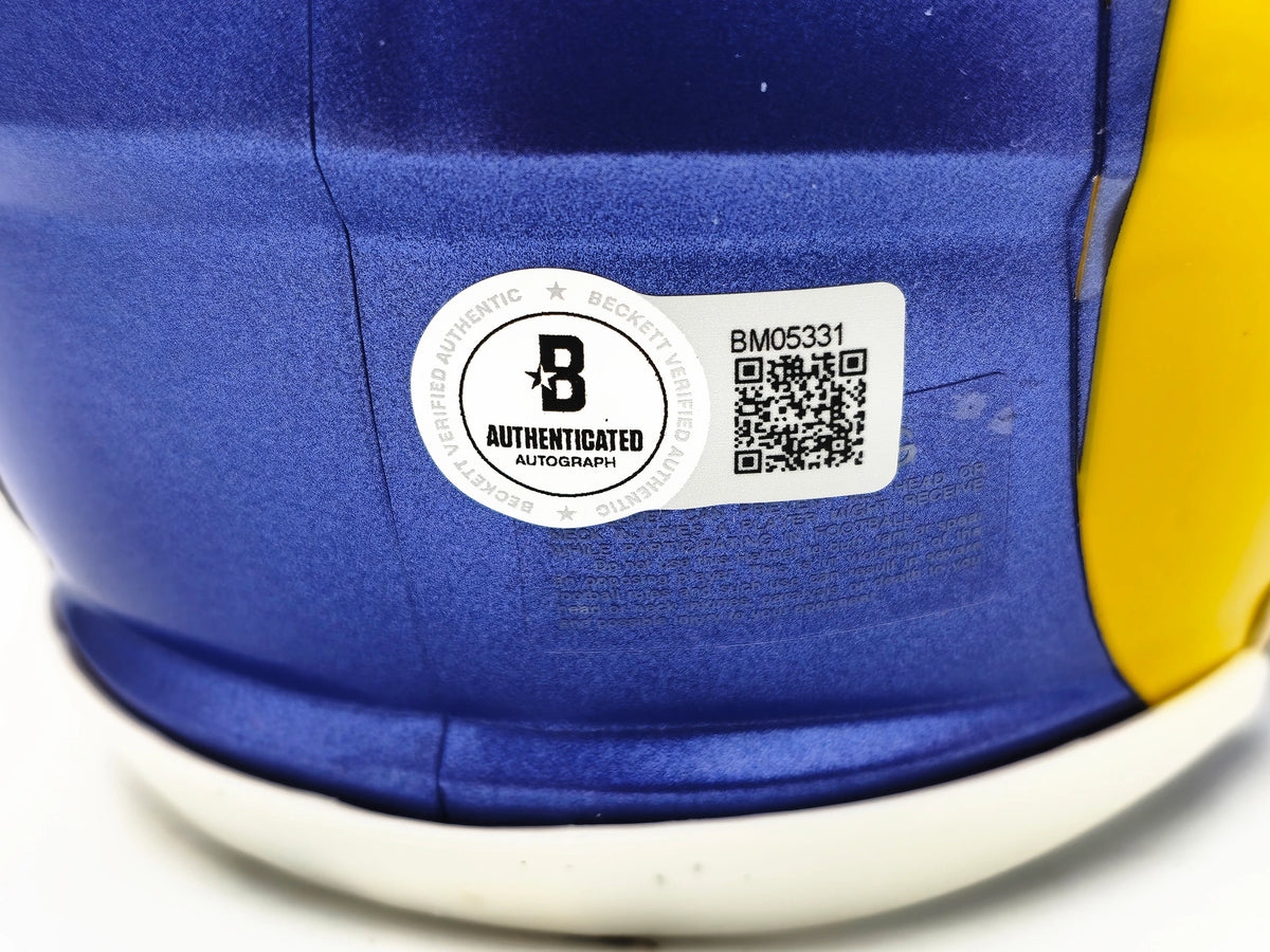 Kyren Williams Autographed Los Angeles Rams Blue Speed Mini Helmet - Beckett BAS Witnessed Authenticated