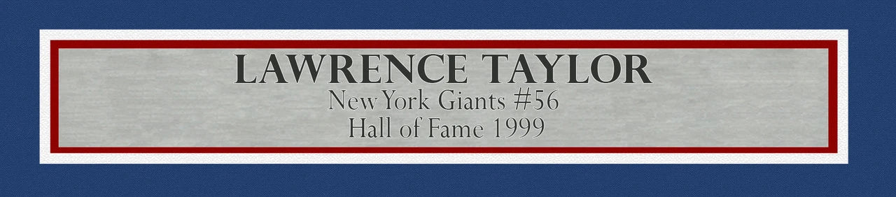 Lawrence Taylor Autographed Framed New York Giants Blue Jersey (Approx. 31x36) - Beckett BAS Authenticated
