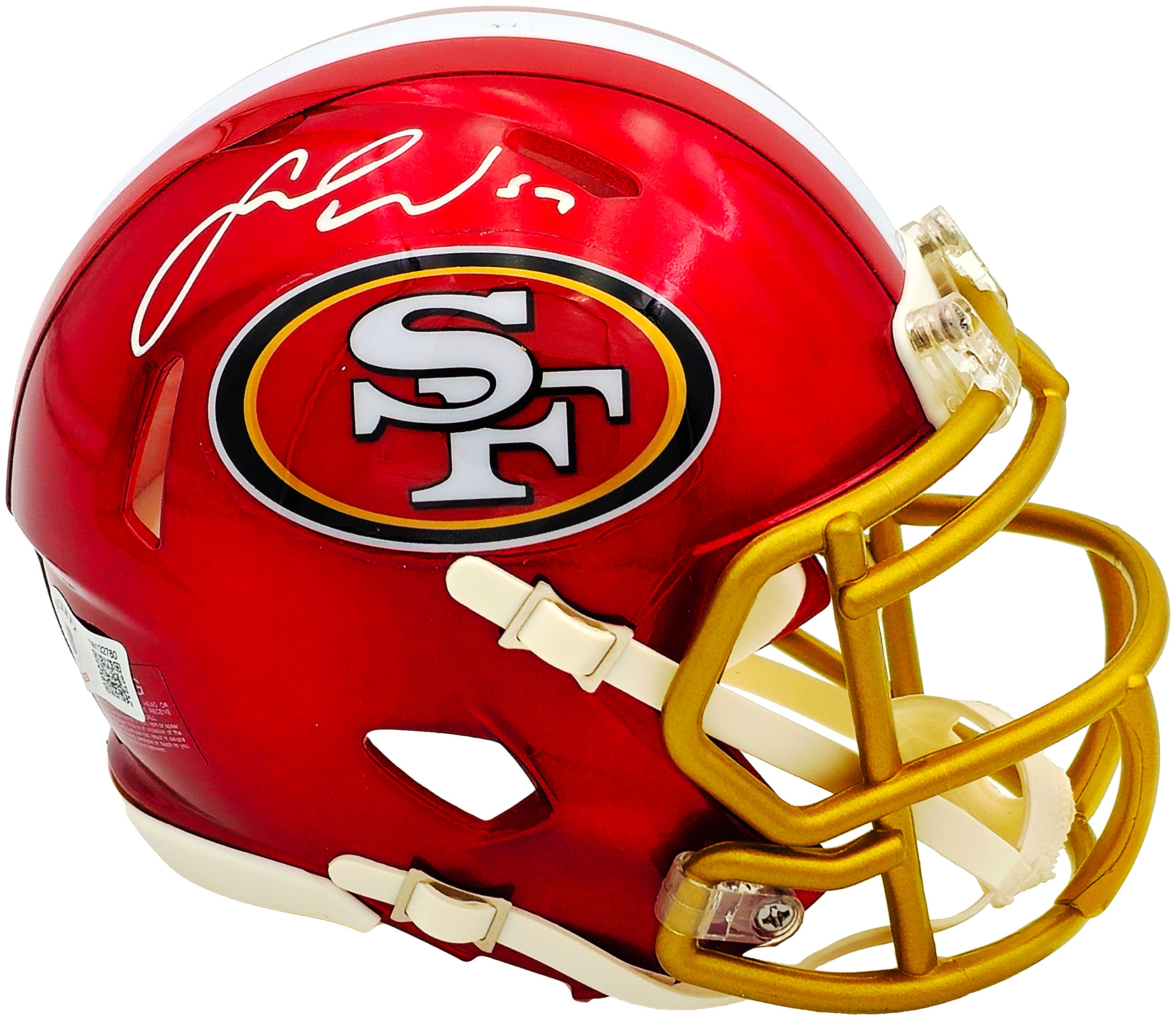Fred Warner Signed 49ers Flash Red Speed Mini Helmet BAS Witness Authenticated