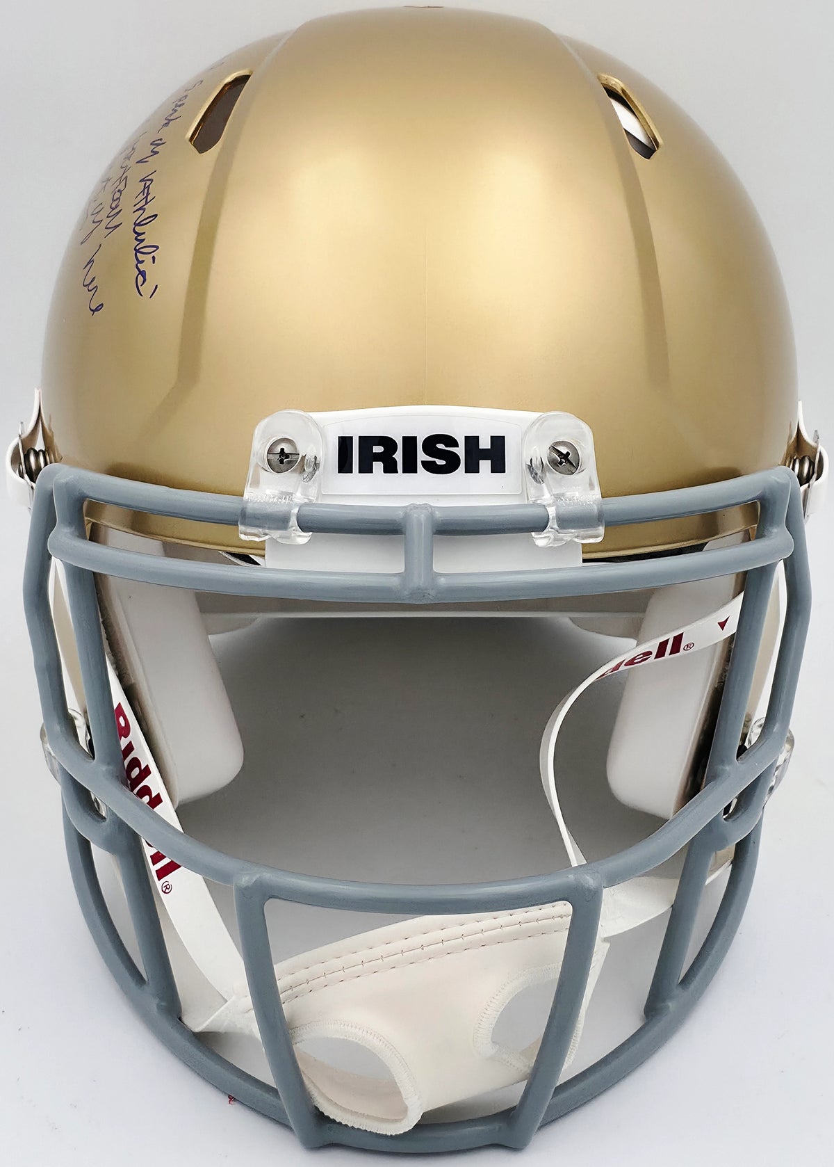 Notre Dame Fighting Irish Rudy Ruettiger Autographed Riddell Full Size Authentic Speed Helmet w/ Full Movie Speech - Beckett BAS Witness COA