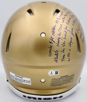 Notre Dame Fighting Irish Rudy Ruettiger Autographed Riddell Full Size Authentic Speed Helmet w/ Full Movie Speech - Beckett BAS Witness COA