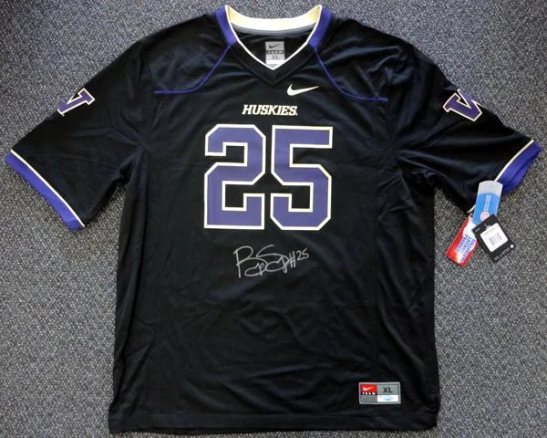 Bishop Sankey Autographed Washington Huskies Black Nike Replica Jersey (Size L) - Mill Creek Sports Authenticated