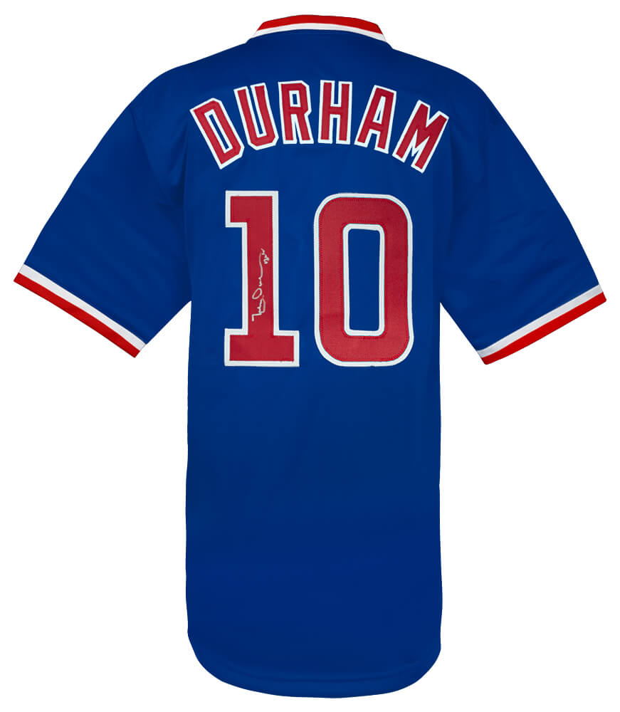 Leon Durham Signed Blue Custom Baseball Jersey w/Bull