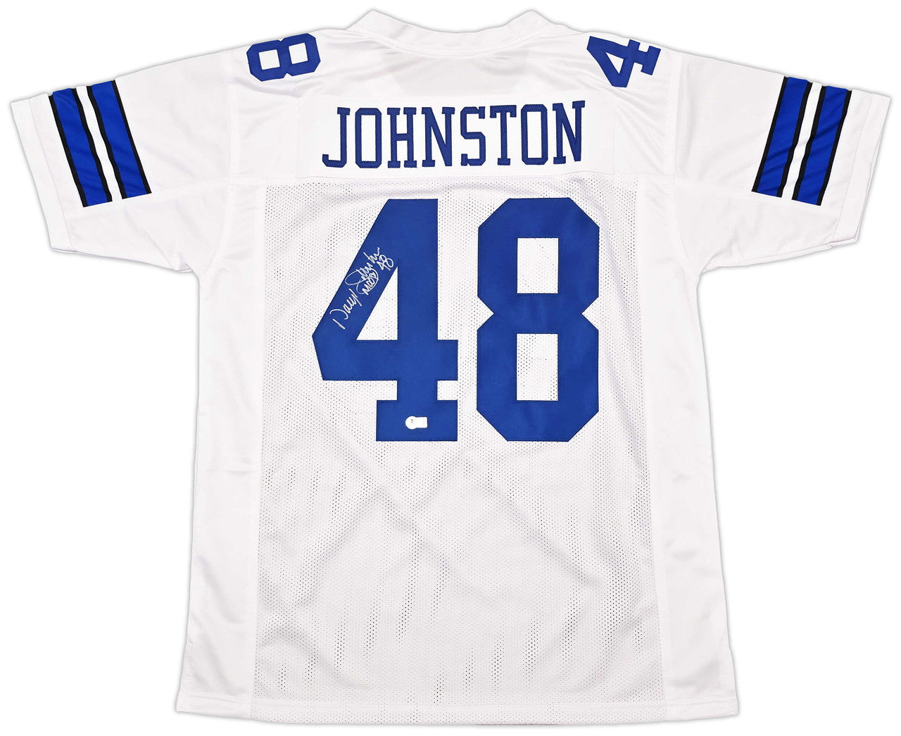 Dallas Cowboys Daryl Johnston Autographed White Jersey “Moose” – Beckett BAS QR