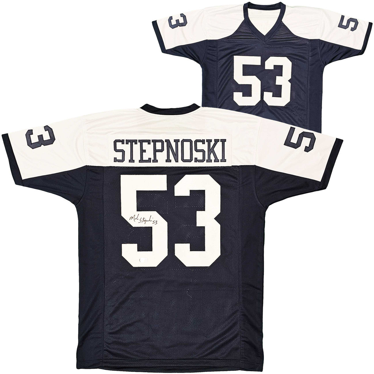 Mark Stepnoski Autographed Dallas Cowboys Dark Blue Custom Jersey – Beckett BAS