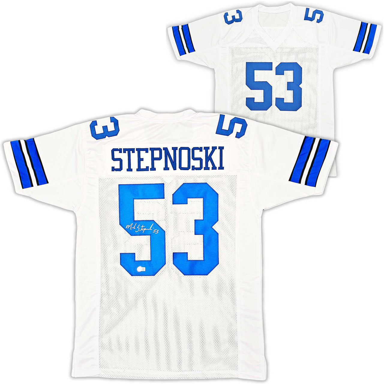 Mark Stepnoski Autographed Dallas Cowboys White Jersey – BAS QR